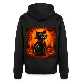Grusel Katze Halloween Geschenk - Unisex Premium Bio Zip Hoodie - Schwarz - Hinten - Nico (187cm)