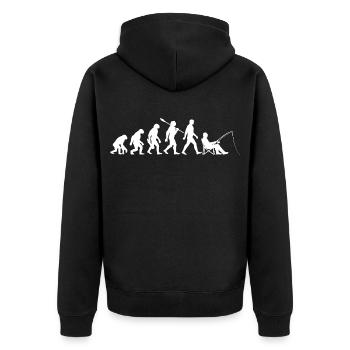 Evolution - Angler, Fishing Gift - Unisex Premium Organic Zip Hoodie - black - Back - Nico (187cm)