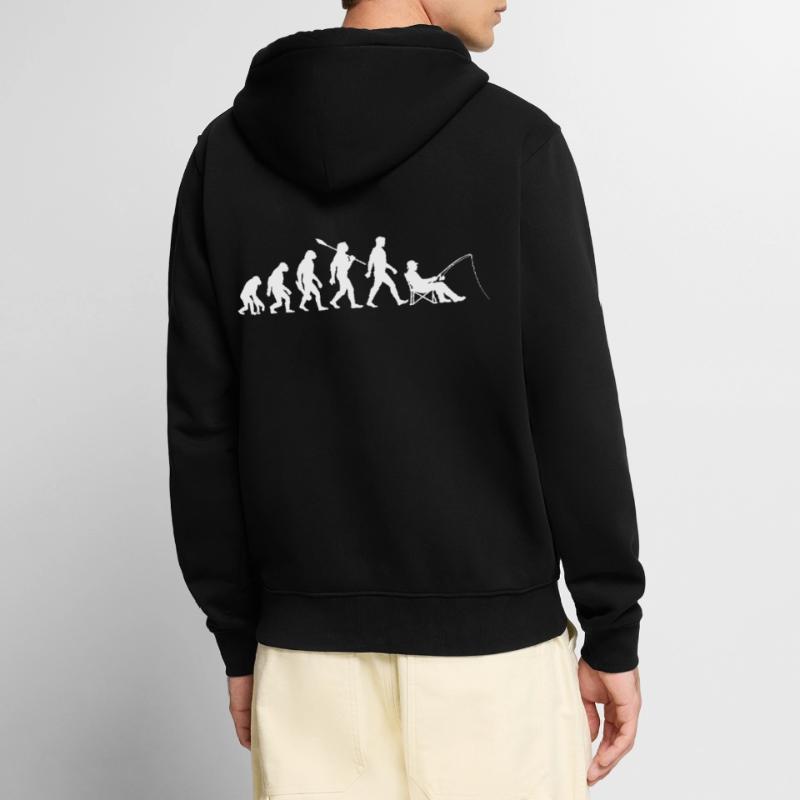 Evolution - Angler, Angeln Geschenk Unisex Premium Bio Zip Hoodie