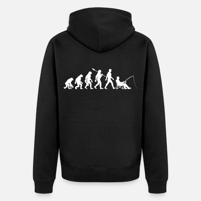Evolution - Pêcheur, Cadeau de pêche - Veste à capuche bio Premium Unisexe - noir