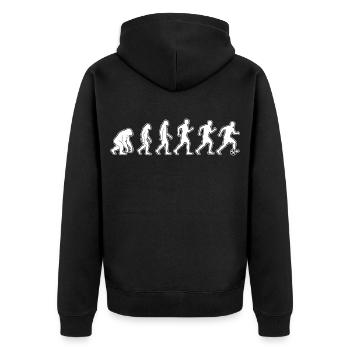 Evolution zum Fußballspieler - Unisex Premium Bio Zip Hoodie - Schwarz - Hinten - Nico (187cm)