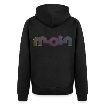 Hello - Unisex Premium Organic Zip Hoodie - black - Back - Nico (187cm)