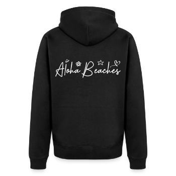 Aloha Beaches | Humor Summer Beach Typography - Unisex Premium Organic Zip Hoodie - black - Back - Nico (187cm)