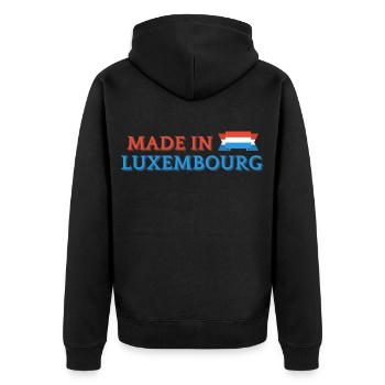 Made in Luxembourg, Luxembourg pride - Unisex Premium Organic Zip Hoodie - black - Back - Nico (187cm)