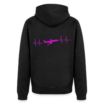 Heartbeat Cardiogram Holiday Airplane - Unisex Premium Organic Zip Hoodie - black - Back - Nico (187cm)