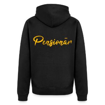 Scripture Pensioner Gift - Unisex Premium Organic Zip Hoodie - black - Back - Nico (187cm)