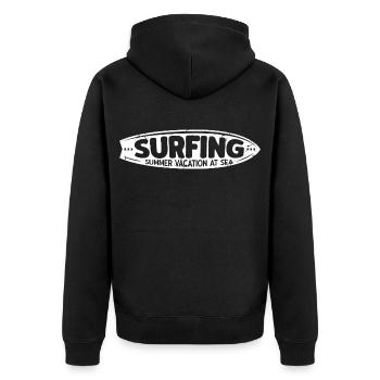 Surfing Vacances d'Été à la Mer Style Vintage - Veste à capuche bio Premium Unisexe - noir - Dos - Nico (187cm)