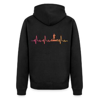 Sunset Heartbeat Stand-up-Paddle - Unisex Premium Bio Zip Hoodie - Schwarz - Hinten - Nico (187cm)