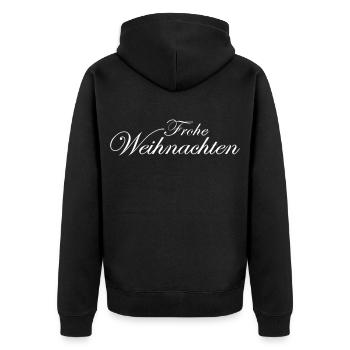 Frohe Weihnachten - Unisex Premium Bio Zip Hoodie - Schwarz - Hinten - Nico (187cm)