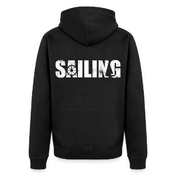 Segeln - Unisex Premium Bio Zip Hoodie - Schwarz - Hinten - Nico (187cm)