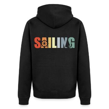 Segeln Segelboot - Unisex Premium Bio Zip Hoodie - Schwarz - Hinten - Nico (187cm)