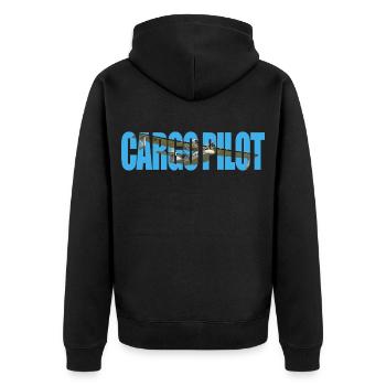 Cargo pilot PBY Catalina - Unisex Premium Bio Zip Hoodie - Schwarz - Hinten - Nico (187cm)