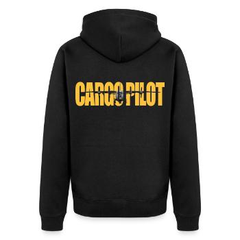 Cargo pilot An-12 - Unisex Premium Bio Zip Hoodie - Schwarz - Hinten - Nico (187cm)