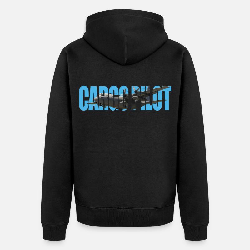 Cargo pilot C-130 - Unisex Premium Bio Zip Hoodie - Schwarz