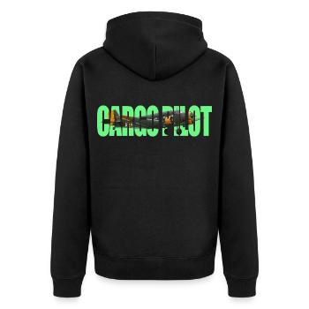 Cargo pilot Ju-52 - Unisex Premium Bio Zip Hoodie - Schwarz - Hinten - Nico (187cm)