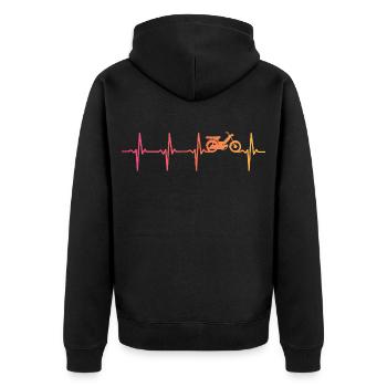 Mope Sonnenuntergangsherzschlag Mope - Unisex Premium Bio Zip Hoodie - Schwarz - Hinten - Nico (187cm)