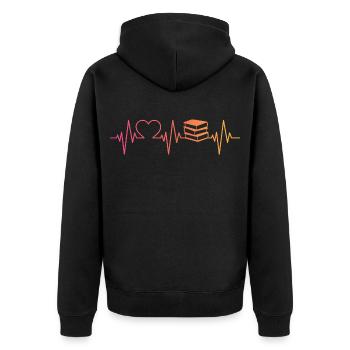 Buch Sonnenuntergang liest betrunkenen Herzschlag - Unisex Premium Bio Zip Hoodie - Schwarz - Hinten - Nico (187cm)