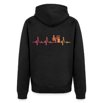 Entwickler von Programmierer Sunset Heartbeat - Unisex Premium Bio Zip Hoodie - Schwarz - Hinten - Nico (187cm)