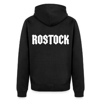 Rostock Gothic Heritage - Unisex Premium Bio Zip Hoodie - Schwarz - Hinten - Nico (187cm)