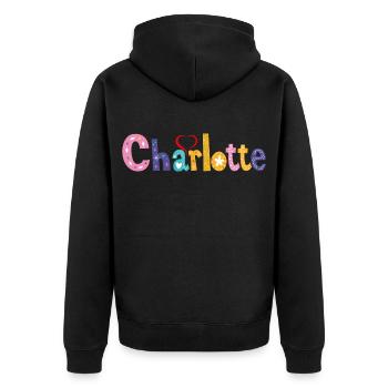 Charlotte Family Charlotte Name Custom Birthday - Unisex Premium Organic Zip Hoodie - black - Back - Nico (187cm)