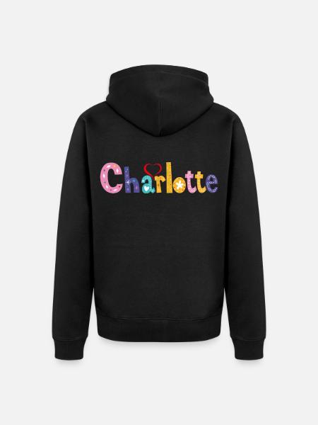 Charlotte familie Charlotte naam aangepaste verjaardag - Uniseks Premium bio ziphoodie - zwart