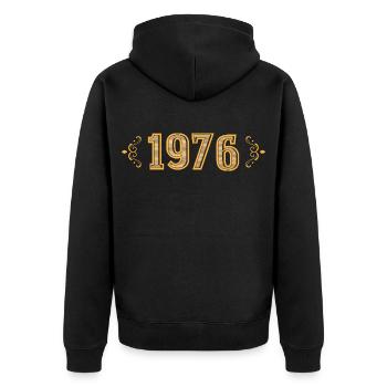 Legend since 1976 retro 1976 - Unisex Premium Organic Zip Hoodie - black - Back - Nico (187cm)