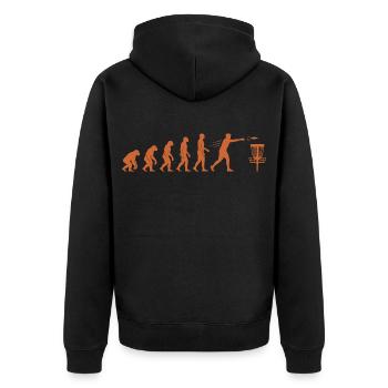 Disc Golf Evolution Funny Disc Golfer Flying Disc - Unisex Premium Organic Zip Hoodie - black - Back - Nico (187cm)