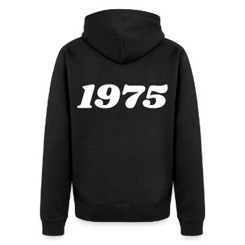 1975 - Unisex Premium Bio Zip Hoodie - Schwarz - Hinten - Nico (187cm)