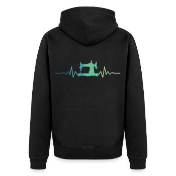 Sewing Machines Heartbeat Sew - Unisex Premium Organic Zip Hoodie - black - Back - Nico (187cm)