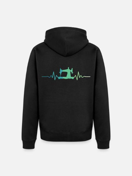 Sewing Machines Heartbeat Sew - Unisex Premium Organic Zip Hoodie - black