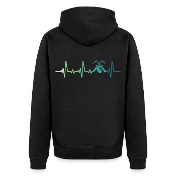 welder heartbeat welding - Unisex Premium Organic Zip Hoodie - black - Back - Nico (187cm)