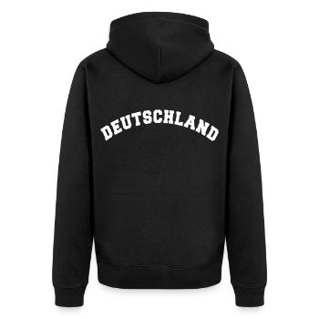 DEUTSCHLAND GERMANY EUROPA DEUTSCHE SPORT FAN - Unisex Premium Bio Zip Hoodie - Schwarz - Hinten - Nico (187cm)
