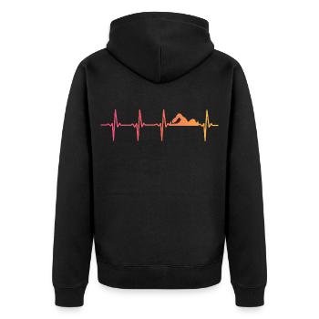 Schwimmendes Sonnenuntergangs-Herzschlag-Schwimmergeschenk - Unisex Premium Bio Zip Hoodie - Schwarz - Hinten - Nico (187cm)