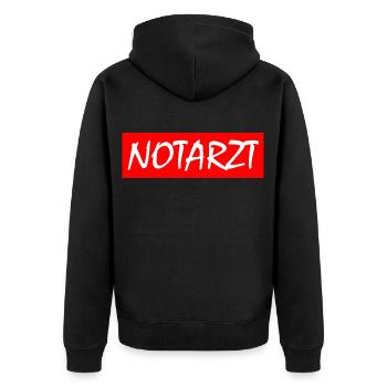 Notarzt - Unisex Premium Bio Zip Hoodie - Schwarz - Hinten - Nico (187cm)