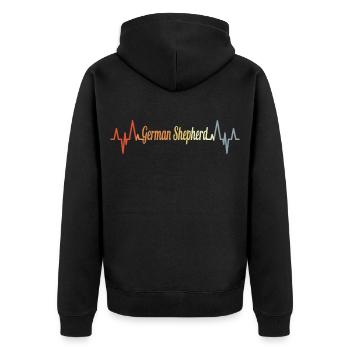 Schäferhund Pulsschlag - Unisex Premium Bio Zip Hoodie - Schwarz - Hinten - Nico (187cm)