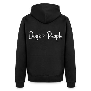 Hundeliebhaber - Unisex Premium Bio Zip Hoodie - Schwarz - Hinten - Nico (187cm)