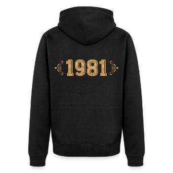 Legende seit 1981 Retro 1981 - Unisex Premium Bio Zip Hoodie - Schwarz - Hinten - Nico (187cm)