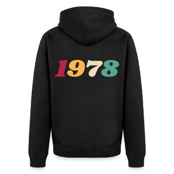 1978 Geschenk 1978 Geburtstag 1978 Retro 1978 - Unisex Premium Bio Zip Hoodie - Schwarz - Hinten - Nico (187cm)