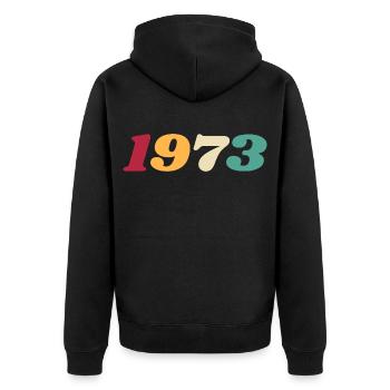 1973 Geschenk 1973 Geburtstag 1973 Retro 1973 - Unisex Premium Bio Zip Hoodie - Schwarz - Hinten - Nico (187cm)
