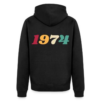 1974 Cadeau 1974 Anniversaire 1974 Rétro 1974  - Veste à capuche bio Premium Unisexe - noir - Dos - Nico (187cm)