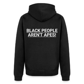 Les Noirs ne sont pas des singes - Nous, le Peuple, Black pe - Veste à capuche bio Premium Unisexe - noir - Dos - Nico (187cm)
