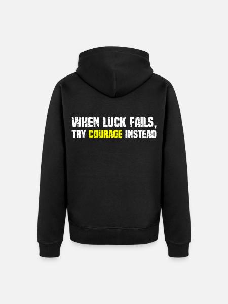 Courage Over Luck Typography - Unisex Premium Organic Zip Hoodie - black