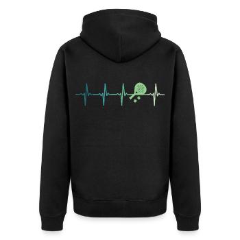 Padel-Tennis-Herzschlag-Padelspieler - Unisex Premium Bio Zip Hoodie - Schwarz - Hinten - Nico (187cm)