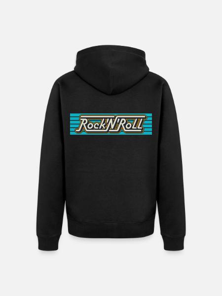 Rock'N'Roll Retro-Typografie-Logo - Unisex Premium Bio Zip Hoodie - Schwarz