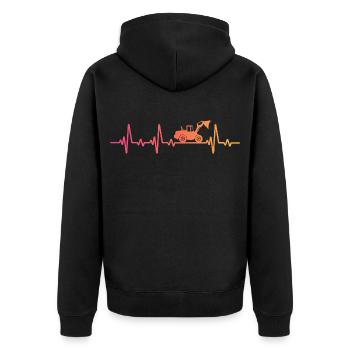 Sunset Loader Herzschlag-Bulldozer - Unisex Premium Bio Zip Hoodie - Schwarz - Hinten - Nico (187cm)