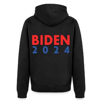 Joe biden 2024 - Unisex Premium Bio Zip Hoodie - Schwarz - Hinten - Nico (187cm)