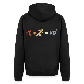 Witzige Laufformel - Unisex Premium Bio Zip Hoodie - Schwarz - Hinten - Nico (187cm)