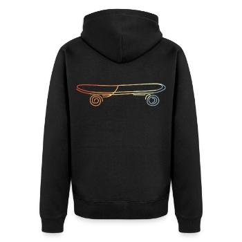 Vintage Skate Board Drawing - Unisex Premium Organic Zip Hoodie - black - Back - Nico (187cm)
