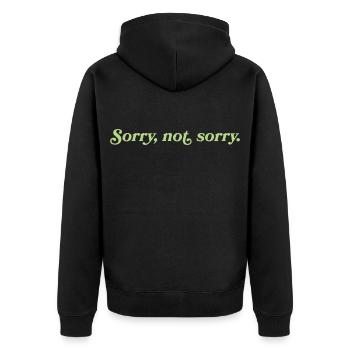 Sorry, not sorry – Cheeky Attitude - Unisex Premium Organic Zip Hoodie - black - Back - Nico (187cm)