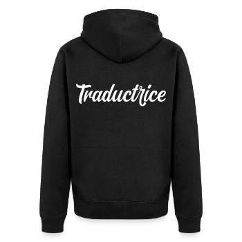 Traductrice - Veste à capuche bio Premium Unisexe - noir - Dos - Nico (187cm)